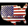 UNITED STATES OF AMERICA THE GREATEST COUNTRY SHAPE FLAG COLORS PIN